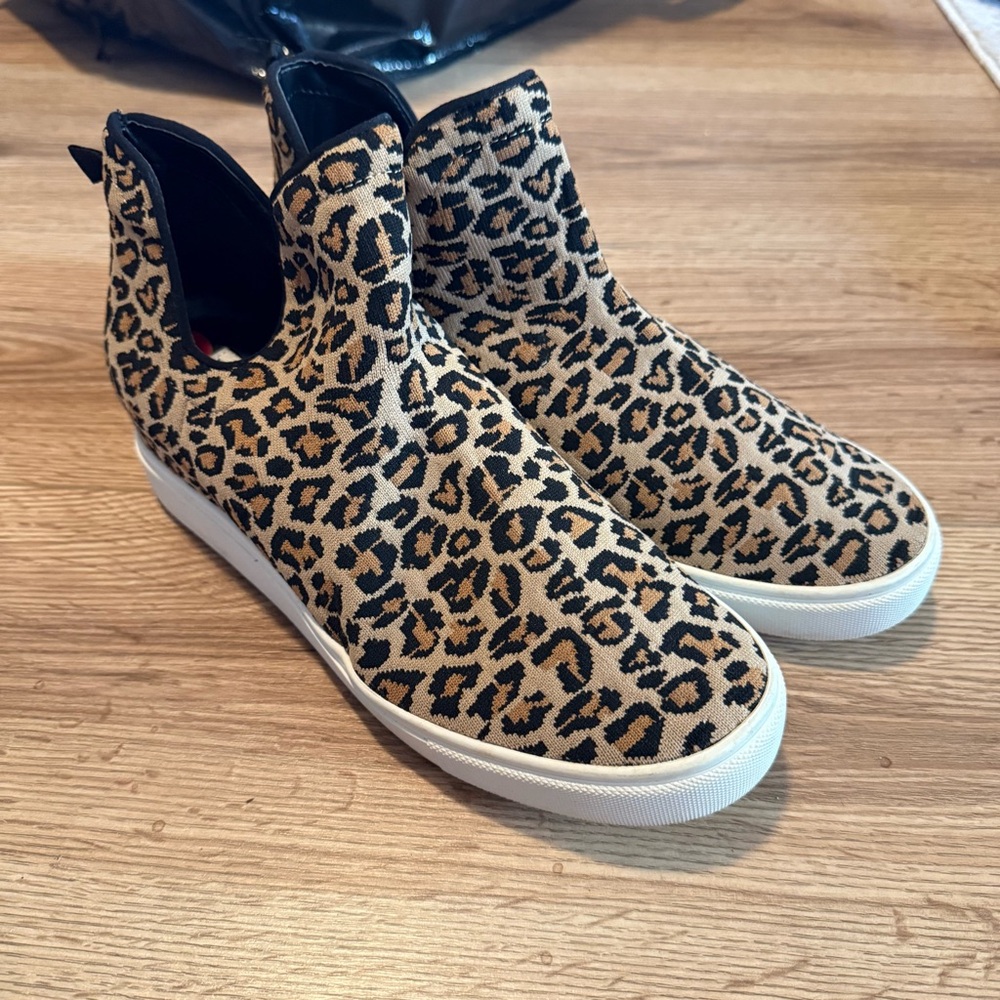 Leopard Print High-Top Wedge Sneakers